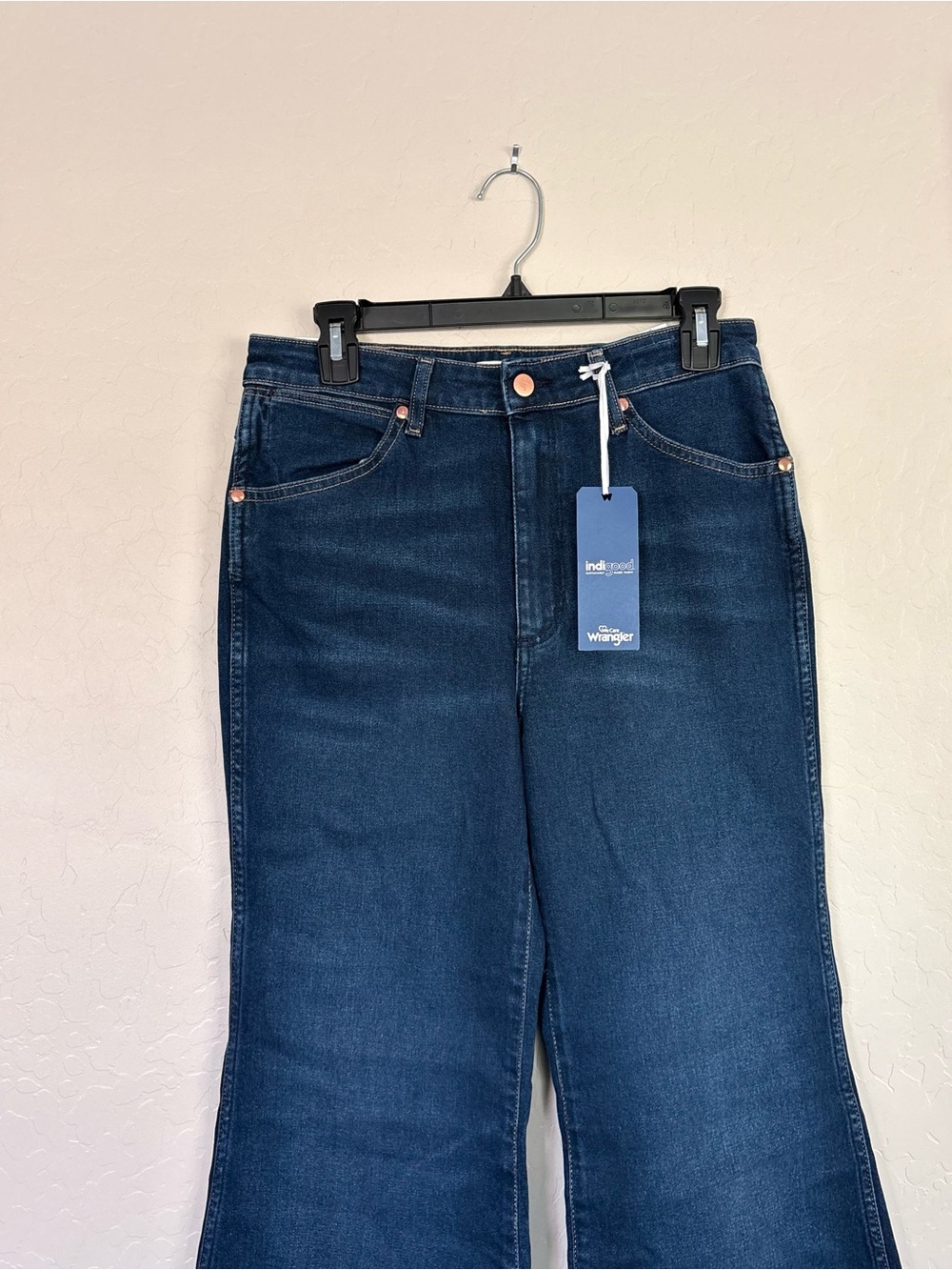 Wrangler Wanderer 622 High Rise Flare Jeans Indigo Blue NWT Women's 29 Boho 70s - Picture 3 of 7